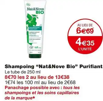 Monoprix Nat&nove shampoing bio purifiant offre