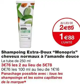Monoprix Monoprix shampoing extra-doux cheveux normaux à l’amande douce offre