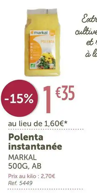 L'Eau Vive Markal polenta instantanée offre