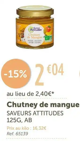 L'Eau Vive Saveurs attitudes chutney de mangue offre