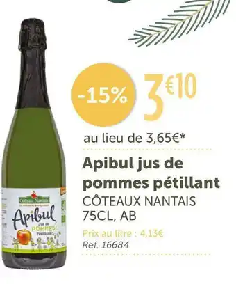 L'Eau Vive Côteaux nantais apibul jus de pommes pétillant offre