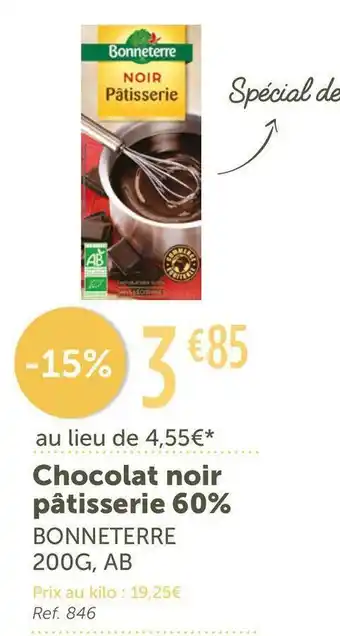 Bonneterre chocolat noir pâtisserie 60%