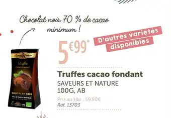 Saveurs et nature truffes cacao fondant