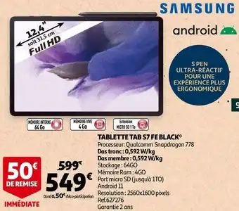 Samsung tablette tab s7 fe black