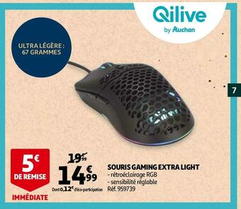 Auchan Qilive souris gaming extra light offre