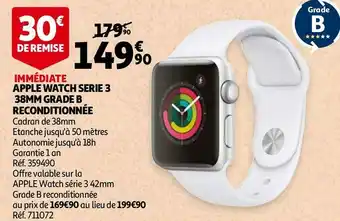 Auchan Apple apple watch serie 3 38mm grade b reconditionnée offre