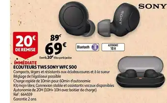 Sony ecouteurs tws wfc 500