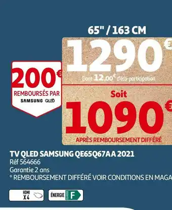 Auchan Samsung tv qled qe65q67aa 2021 offre