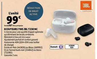 Auchan Jbl ecouteurs tws t230 nc offre