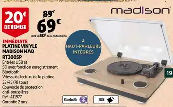 Auchan Madison platine vinyle madison mad rt300sp offre