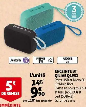 Auchan Qilive enceinte bt q1931 offre