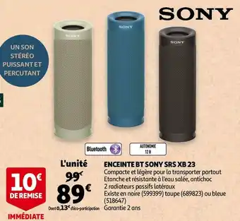 Auchan Sony enceinte bt srs xb 23 offre