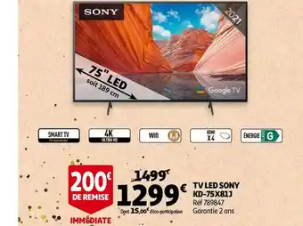 Auchan Sony tv led kd-75x81j offre