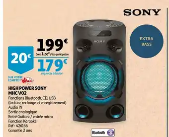 Auchan Sony high power mhc v02 offre