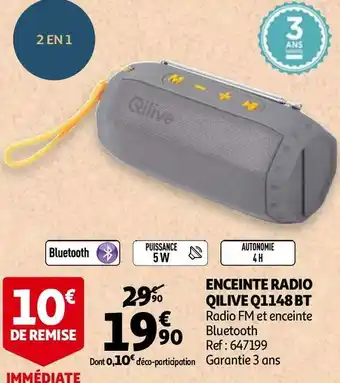 Auchan Qilive enceinte radio q1148 bt offre
