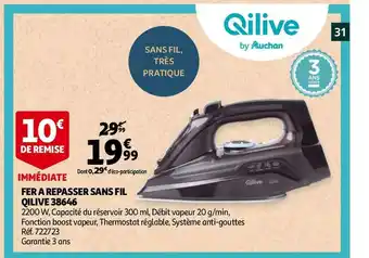 Auchan Qilive fer a repasser sans fil 38646 offre