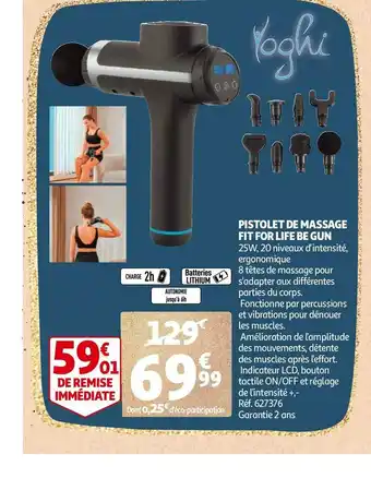 Auchan Pistolet de massage fit for life be gun offre