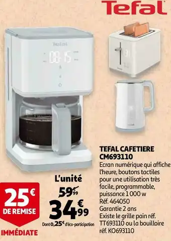 Auchan Tefal tefal cafetiere cm693110 offre
