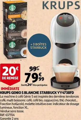 Auchan Krups krups genio s blanche starbuck yy4738fd offre