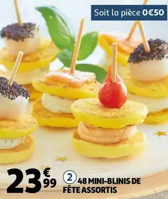 Auchan 48 mini-blinis de fête assortis offre