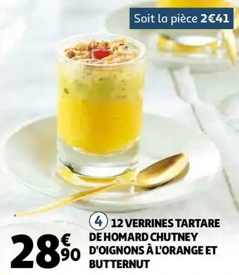 12 verrines tartare de homard chutney d'oignons à l'orange et butternut