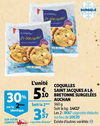 Auchan Auchan coquilles saint jacques a la bretonne surgelées offre