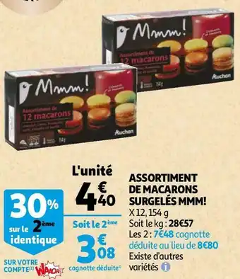 Auchan Mmm! assortiment de macarons surgelés offre