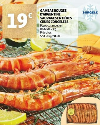 Auchan Gambas rouges d'argentine sauvages entières crues congelées offre