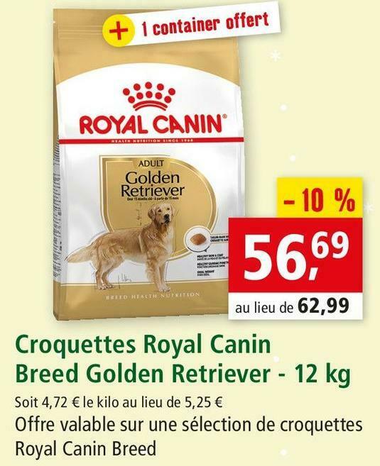 Promo Royal canin croquettes breed golden retriever chez Maxi Zoo