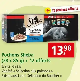Maxi Zoo Sheba pochons (28 x 85 g) + 12 offerts offre