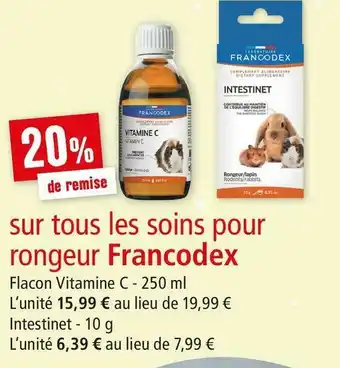 Maxi Zoo Francodex bon plan sur tous les soins pour rongeur francodex offre