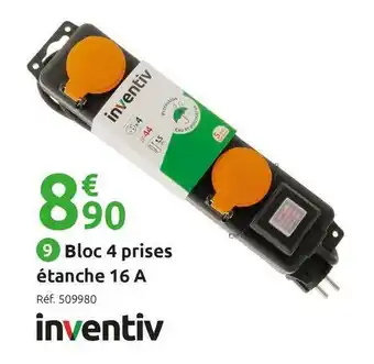 Mr Bricolage Inventiv bloc 4 prises étanche 16 a ho5rrf inventiv offre