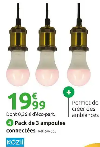 Mr Bricolage Kozii pack de 3 ampoules connectées offre