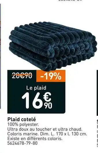 Weldom Plaid cotelé offre