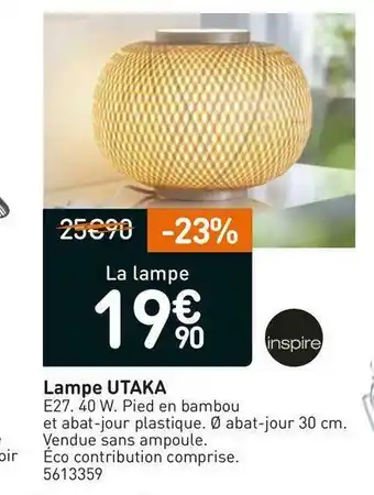 Weldom Inspire lampe utaka offre