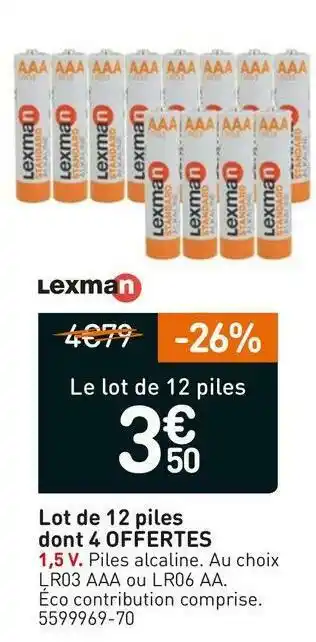 Weldom Lexman lot de 12 piles dont 4 offertes offre