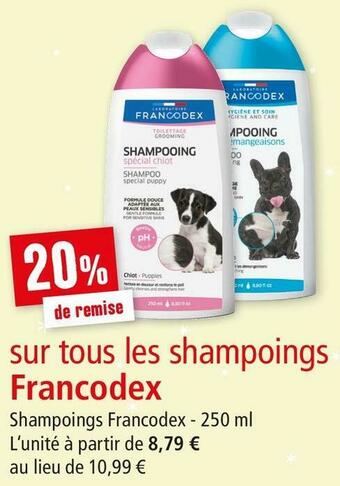 Maxi Zoo Francodex bon plan sur tous les shampoings francodex offre
