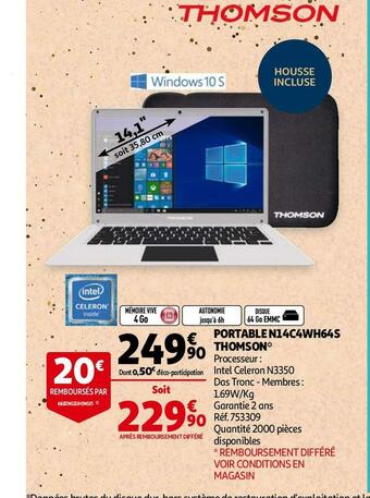 Auchan Thomson portable n14c4wh64s offre