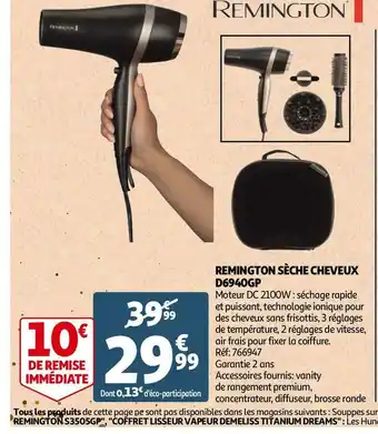 Auchan Remington sèche cheveux d6940gp offre