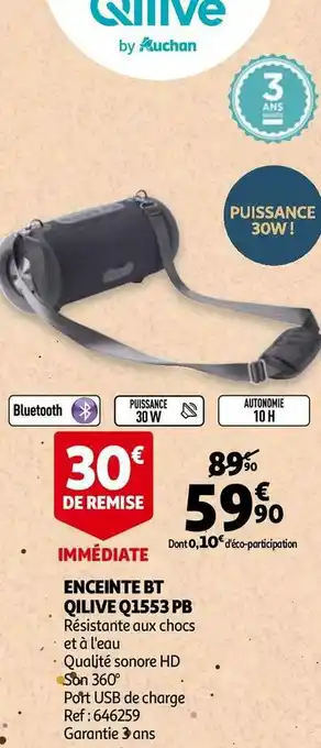 Auchan Qilive enceinte bt q1553 pb offre