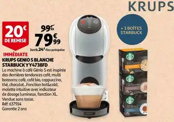 Auchan Krups genio s blanche starbuck yy4738fd offre