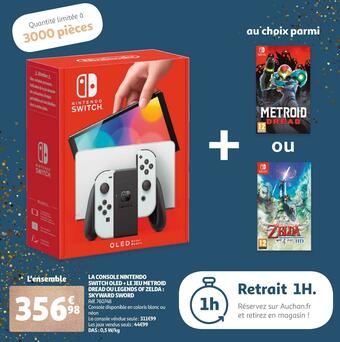Auchan La console nintendo switch oled + le jeu metroid dread ou legends of zelda : skyward sword offre