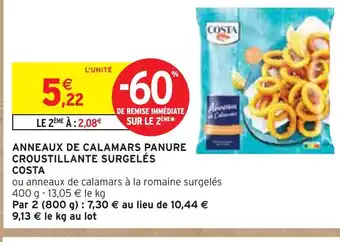 Intermarché COSTA Anneaux de calamars panure croustillante surgelés offre