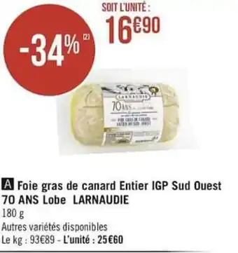 Géant Casino Foie gras de canard entier IUGP sud ouest offre