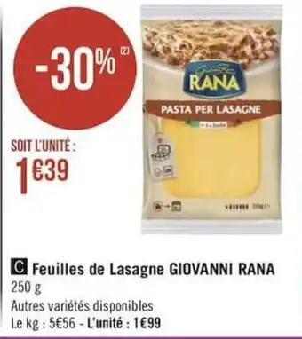 Géant Casino Feuilles de lasagne GIOVANNI RANA offre