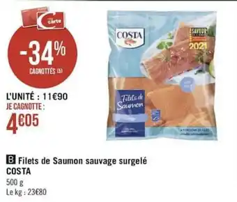 Géant Casino Filets de saumon sauvage surgelé COSTA offre