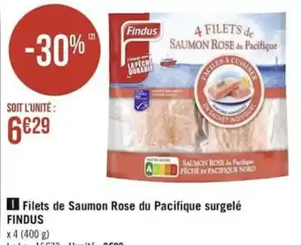Géant Casino Filets de saumon rose du pacifique surgelé FINDUS offre