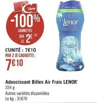 Géant Casino Adoucissant billes air frais LENOR offre