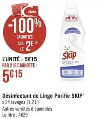 Géant Casino Désinfectant de linge purifie SKIP offre