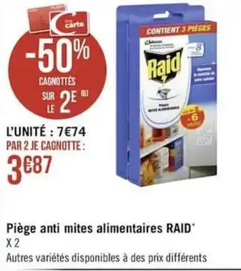 Piège anti mites alimentaires RAID